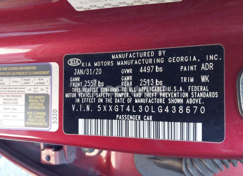 Photo 9 of 2020 Kia Optima SE (VIN 5XXGT4L30LG438670)