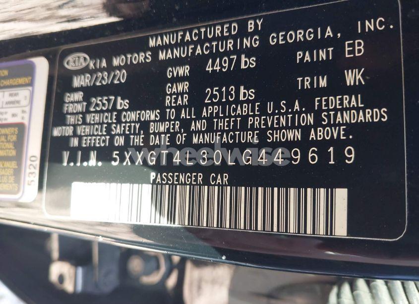 Photo 9 of 2020 Kia Optima SE (VIN 5XXGT4L30LG449619)