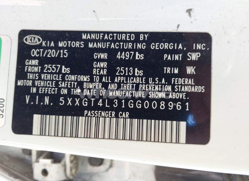 Photo 9 of 2016 Kia Optima LX (VIN 5XXGT4L31GG008961)