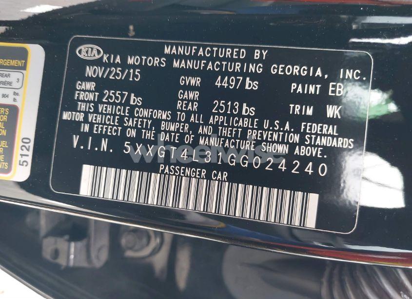 Photo 9 of 2016 Kia Optima LX (VIN 5XXGT4L31GG024240)