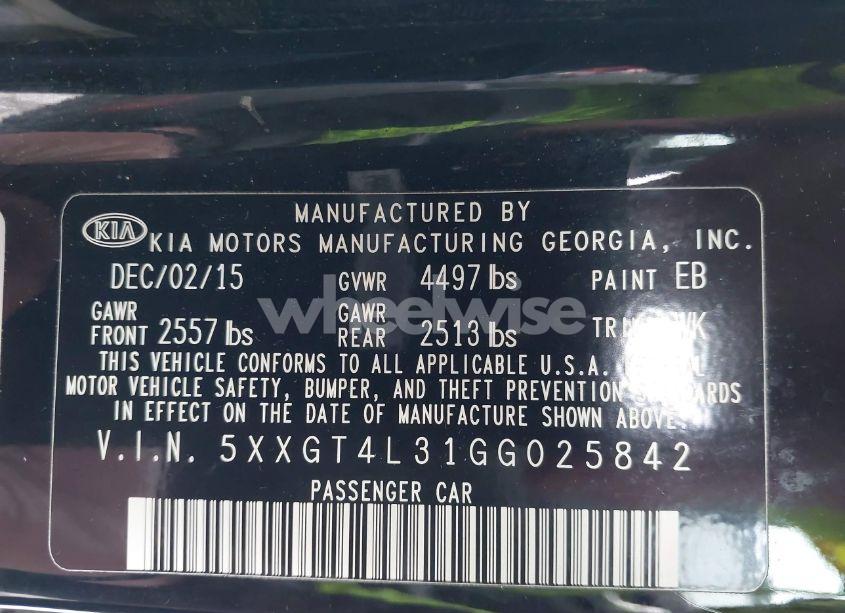 Photo 9 of 2016 Kia Optima LX (VIN 5XXGT4L31GG025842)