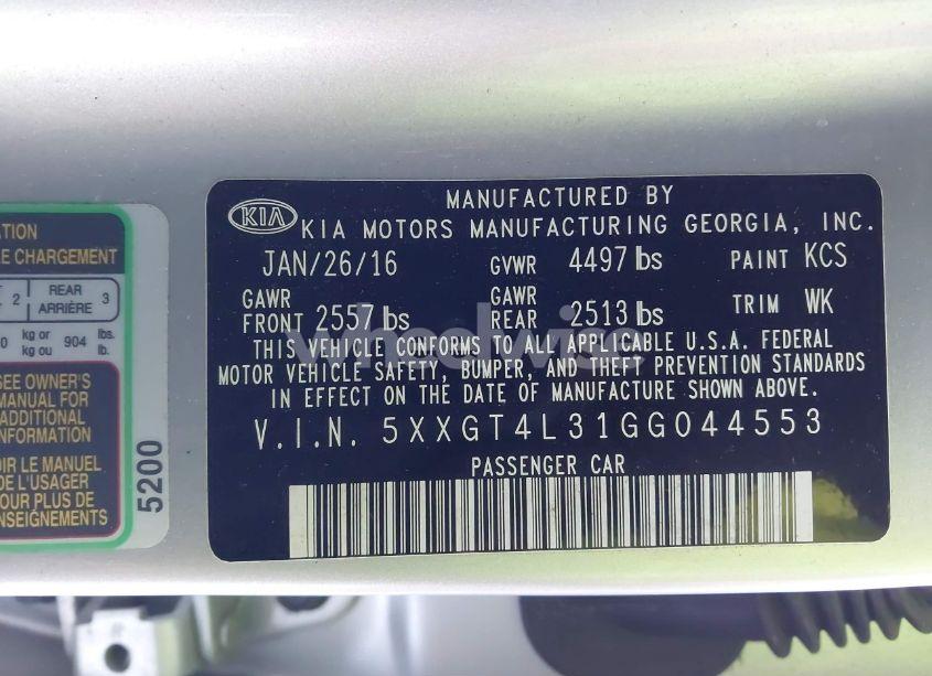 Photo 9 of 2016 Kia Optima LX (VIN 5XXGT4L31GG044553)