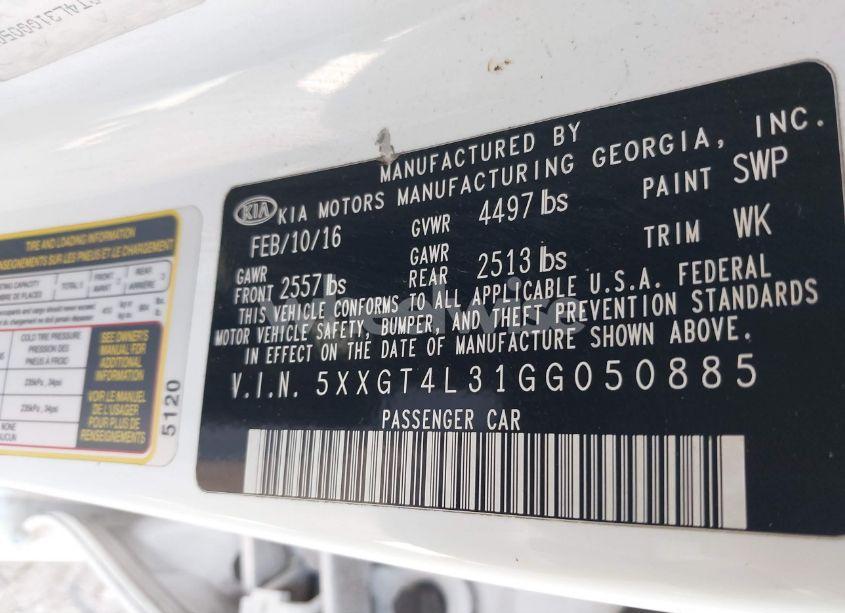 Photo 9 of 2016 Kia Optima LX (VIN 5XXGT4L31GG050885)