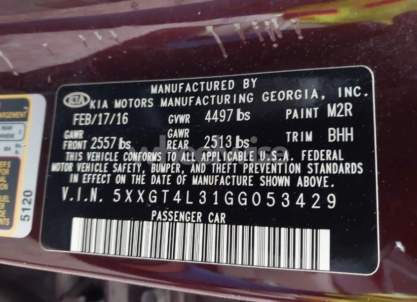 Photo 9 of 2016 Kia Optima LX (VIN 5XXGT4L31GG053429)