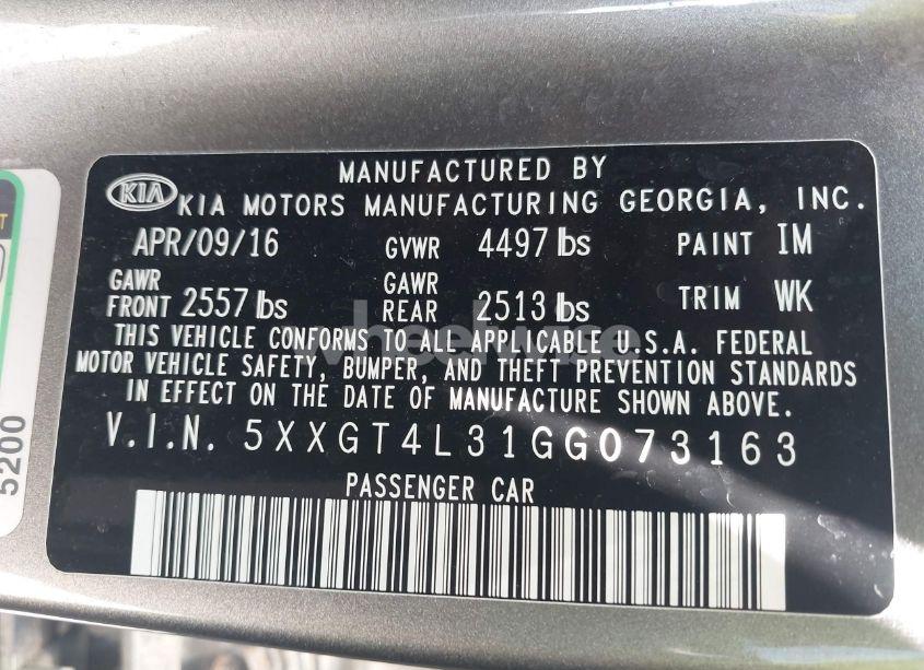 Photo 9 of 2016 Kia Optima LX (VIN 5XXGT4L31GG073163)