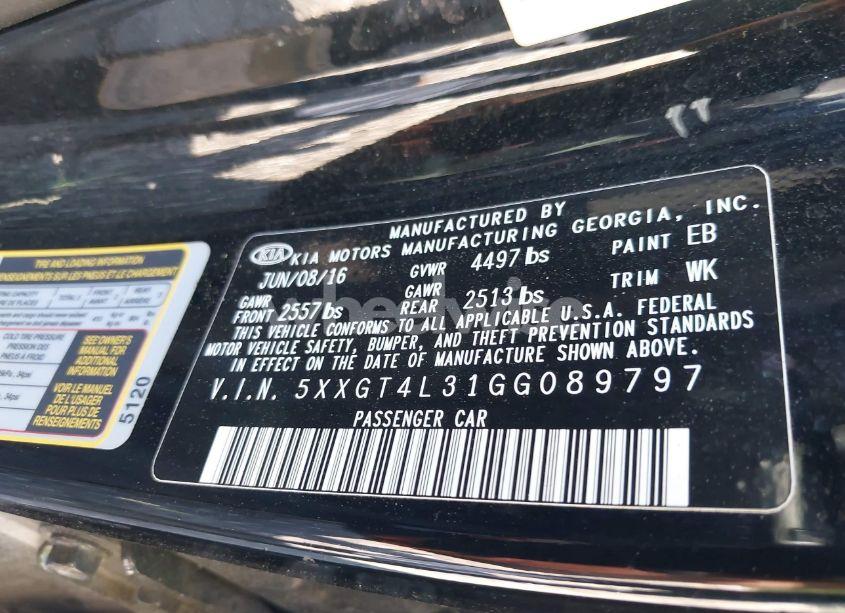 Photo 9 of 2016 Kia Optima LX (VIN 5XXGT4L31GG089797)