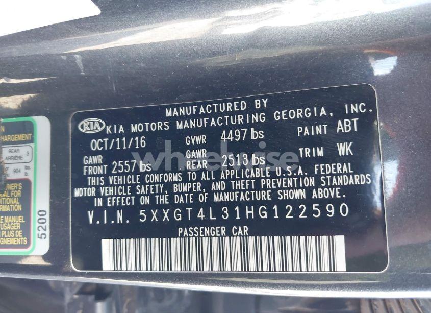 Photo 9 of 2017 Kia Optima LX (VIN 5XXGT4L31HG122590)