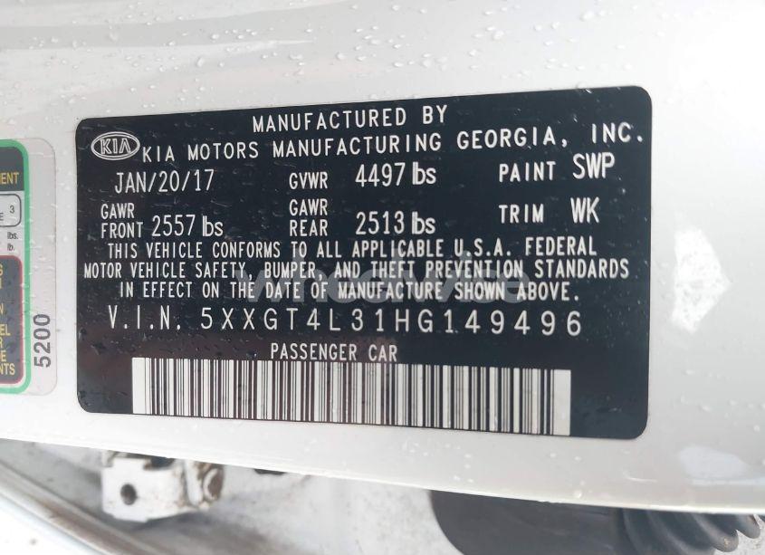 Photo 9 of 2017 Kia Optima LX (VIN 5XXGT4L31HG149496)