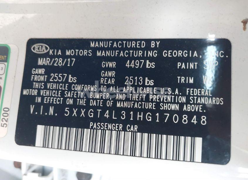 Photo 9 of 2017 Kia Optima LX (VIN 5XXGT4L31HG170848)