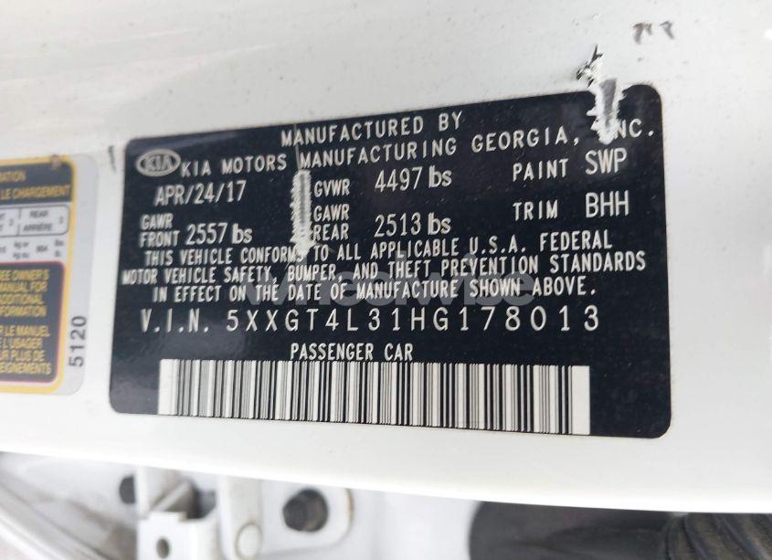 Photo 9 of 2017 Kia Optima LX (VIN 5XXGT4L31HG178013)