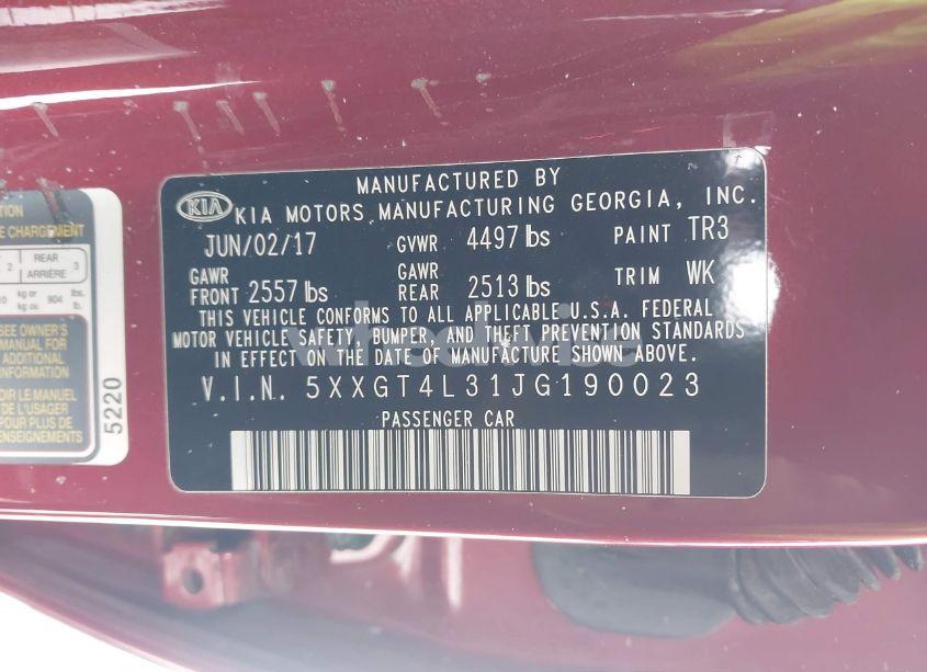 Photo 9 of 2018 Kia Optima S (VIN 5XXGT4L31JG190023)