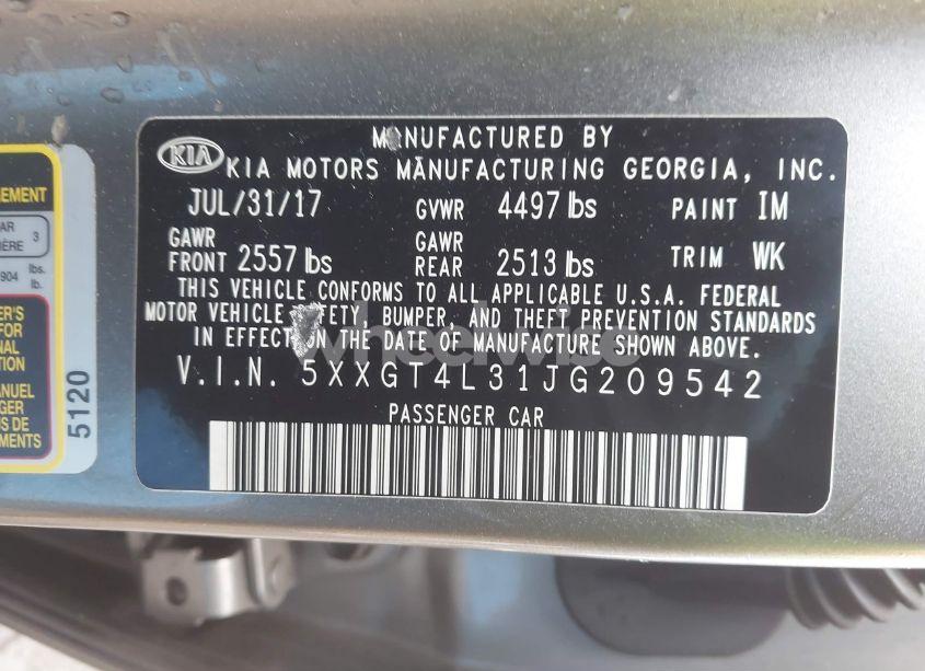 Photo 9 of 2018 Kia Optima LX (VIN 5XXGT4L31JG209542)