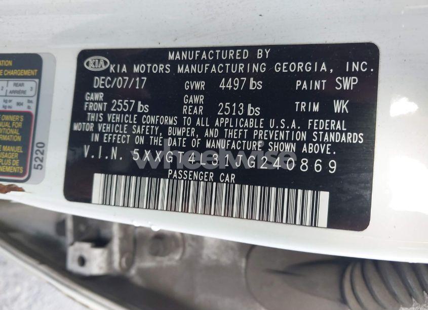 Photo 9 of 2018 Kia Optima S (VIN 5XXGT4L31JG240869)