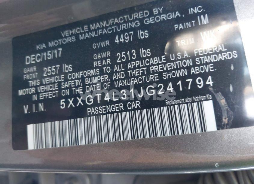 Photo 9 of 2018 Kia Optima LX (VIN 5XXGT4L31JG241794)