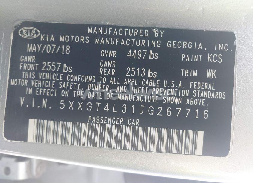 Photo 9 of 2018 Kia Optima LX (VIN 5XXGT4L31JG267716)