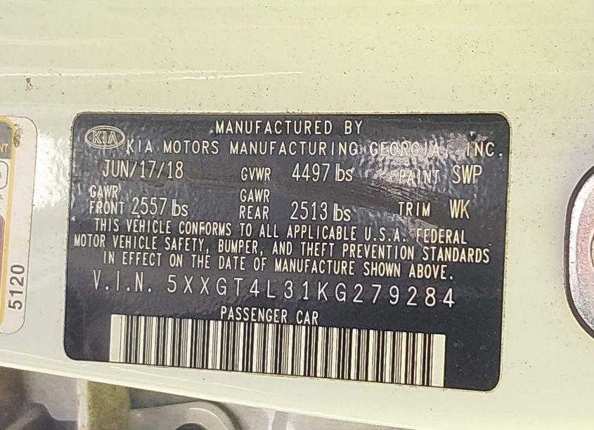 Photo 9 of 2019 Kia Optima LX (VIN 5XXGT4L31KG279284)