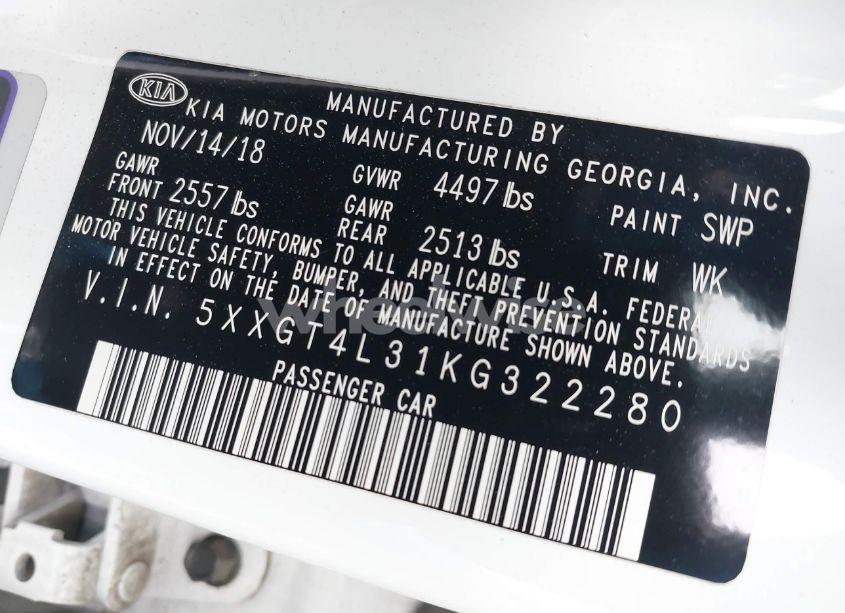 Photo 9 of 2019 Kia Optima S (VIN 5XXGT4L31KG322280)