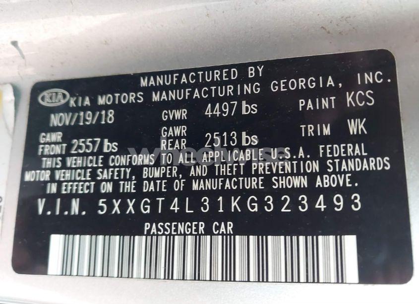 Photo 9 of 2019 Kia Optima LX (VIN 5XXGT4L31KG323493)
