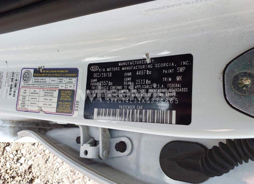 Photo 9 of 2019 Kia Optima S (VIN 5XXGT4L31KG334865)