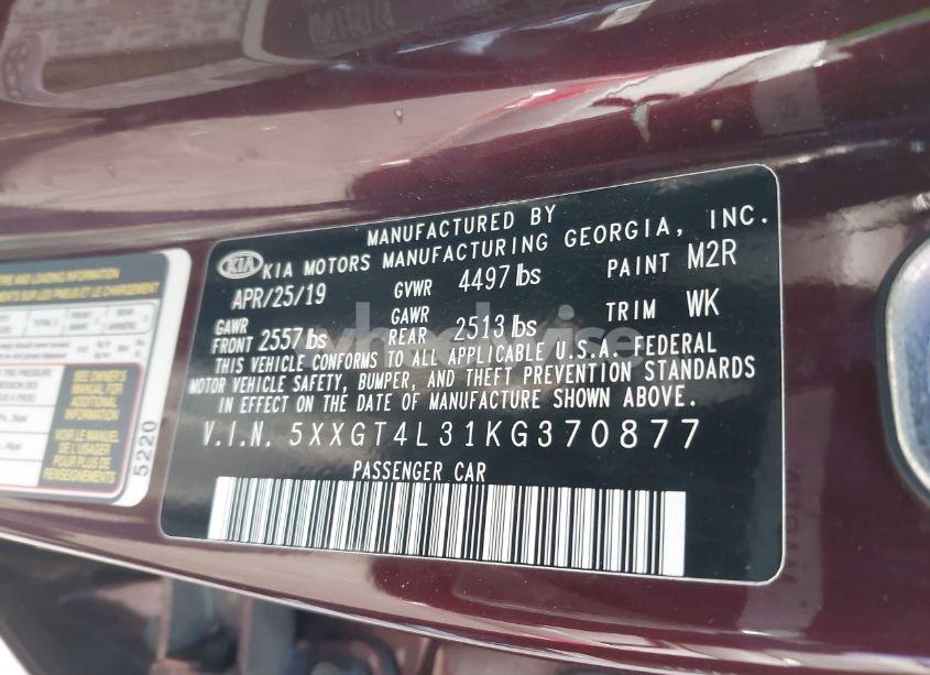 Photo 9 of 2019 Kia Optima LX (VIN 5XXGT4L31KG370877)