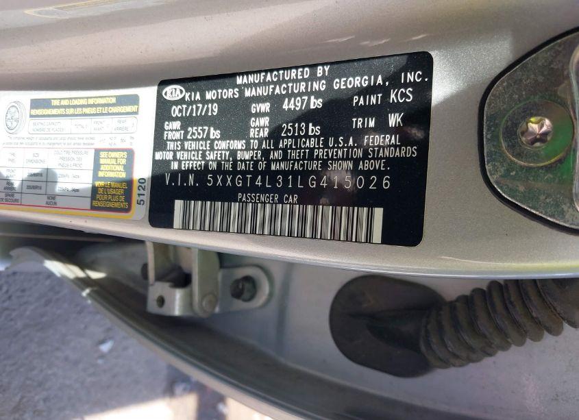 Photo 9 of 2020 Kia Optima LX (VIN 5XXGT4L31LG415026)