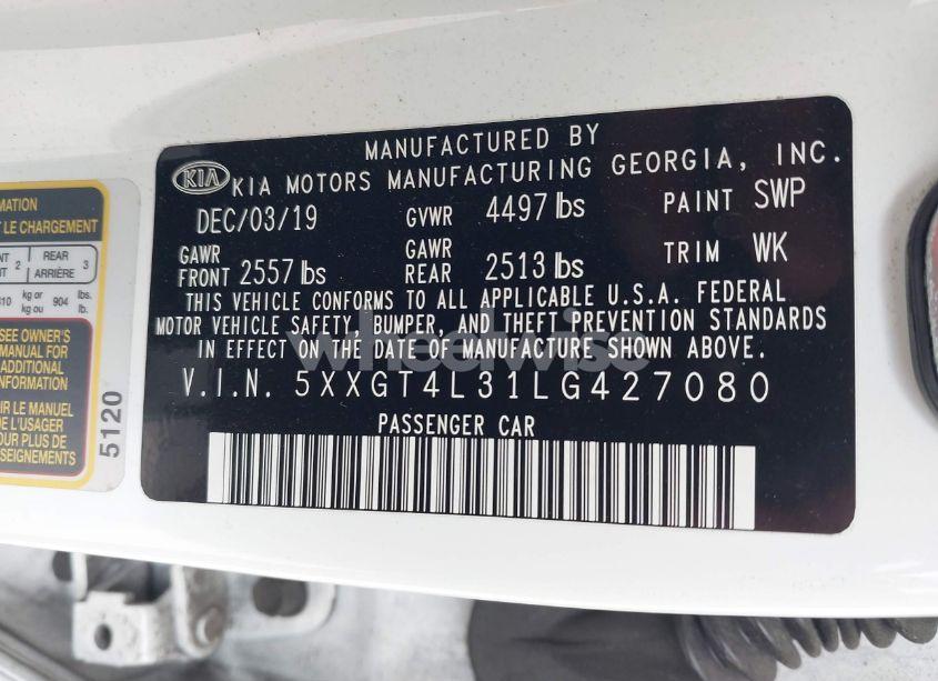 Photo 9 of 2020 Kia Optima LX (VIN 5XXGT4L31LG427080)