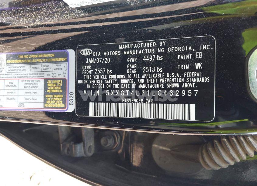 Photo 9 of 2020 Kia Optima SE (VIN 5XXGT4L31LG432957)