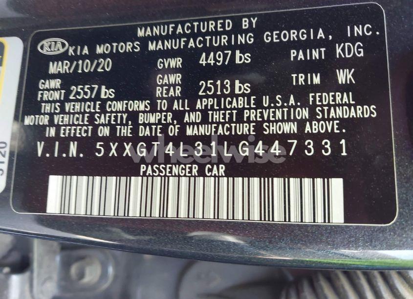 Photo 9 of 2020 Kia Optima LX (VIN 5XXGT4L31LG447331)