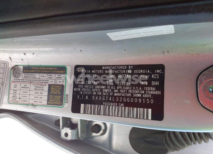 Photo 9 of 2016 Kia Optima LX (VIN 5XXGT4L32GG009150)