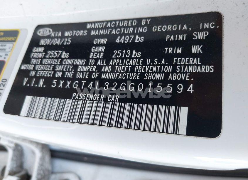 Photo 9 of 2016 Kia Optima LX (VIN 5XXGT4L32GG015594)