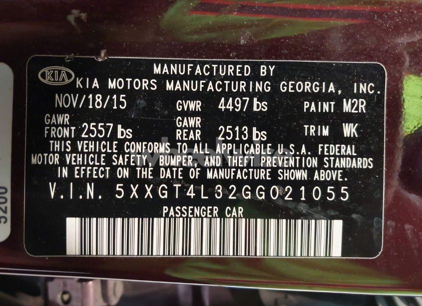 Photo 9 of 2016 Kia Optima LX (VIN 5XXGT4L32GG021055)