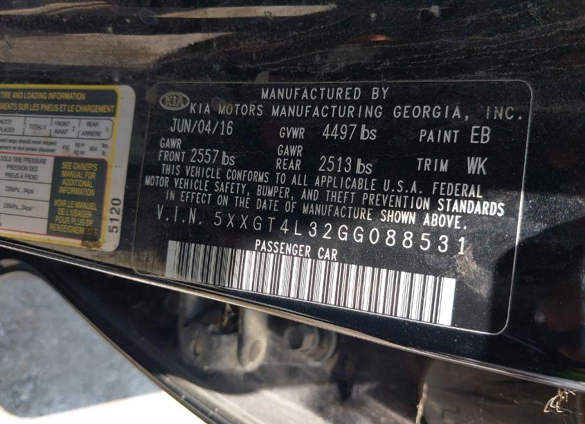 Photo 9 of 2016 Kia Optima LX (VIN 5XXGT4L32GG088531)