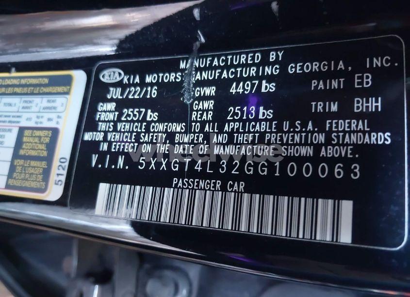 Photo 9 of 2016 Kia Optima LX (VIN 5XXGT4L32GG100063)