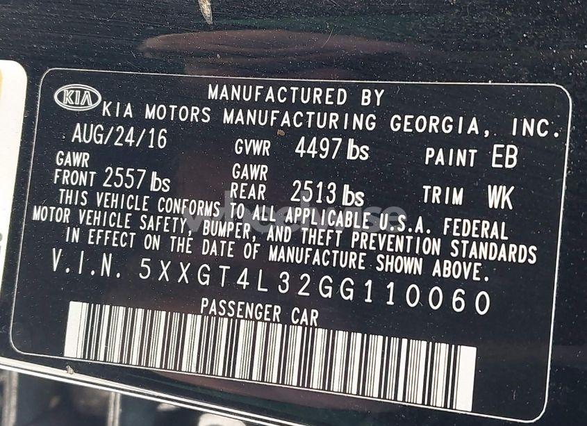 Photo 9 of 2016 Kia Optima LX (VIN 5XXGT4L32GG110060)