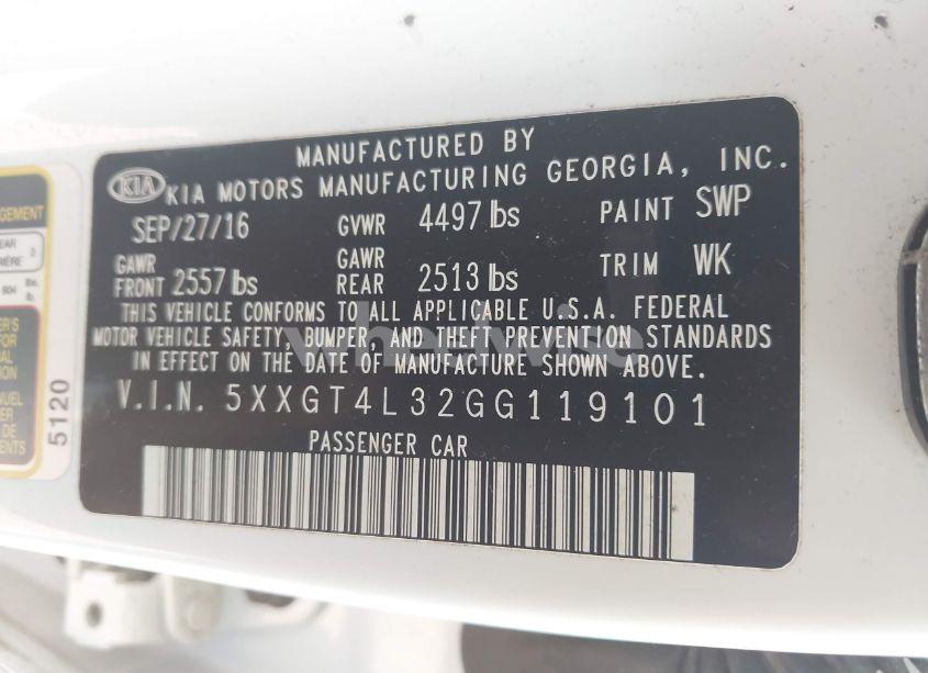 Photo 9 of 2016 Kia Optima LX (VIN 5XXGT4L32GG119101)