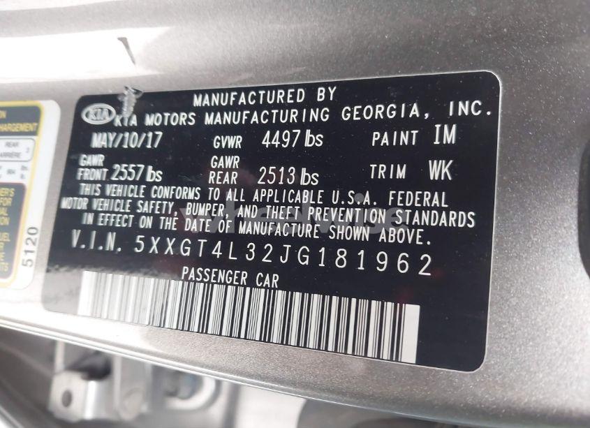 Photo 9 of 2018 Kia Optima LX (VIN 5XXGT4L32JG181962)