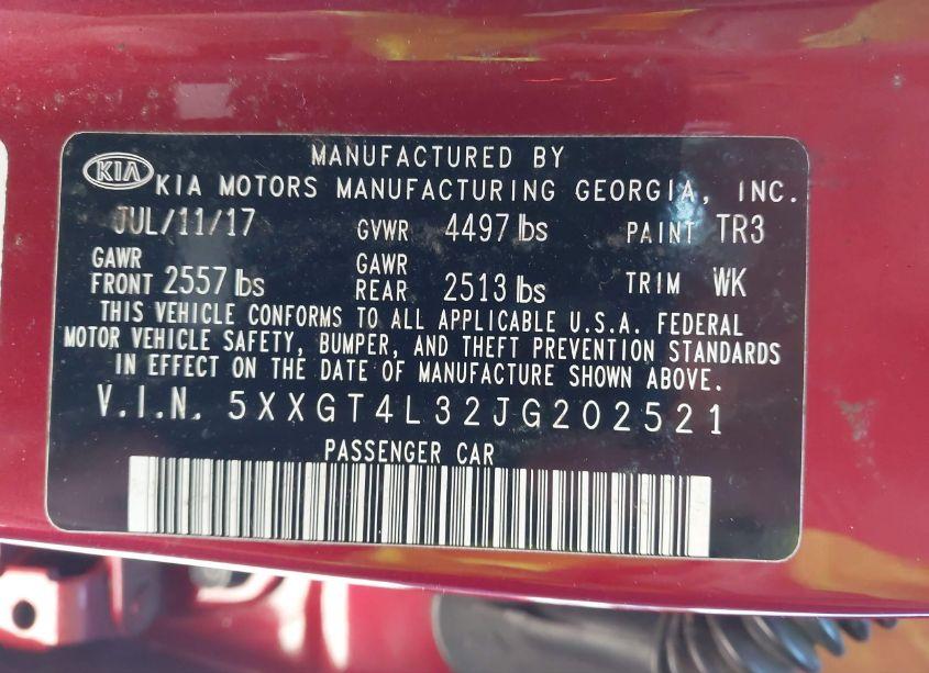 Photo 9 of 2018 Kia Optima S (VIN 5XXGT4L32JG202521)