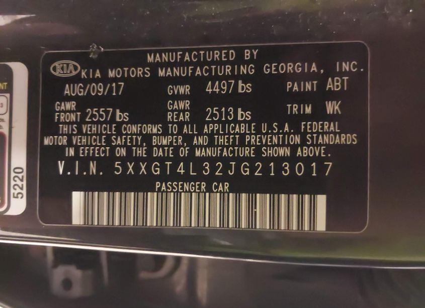 Photo 9 of 2018 Kia Optima S (VIN 5XXGT4L32JG213017)