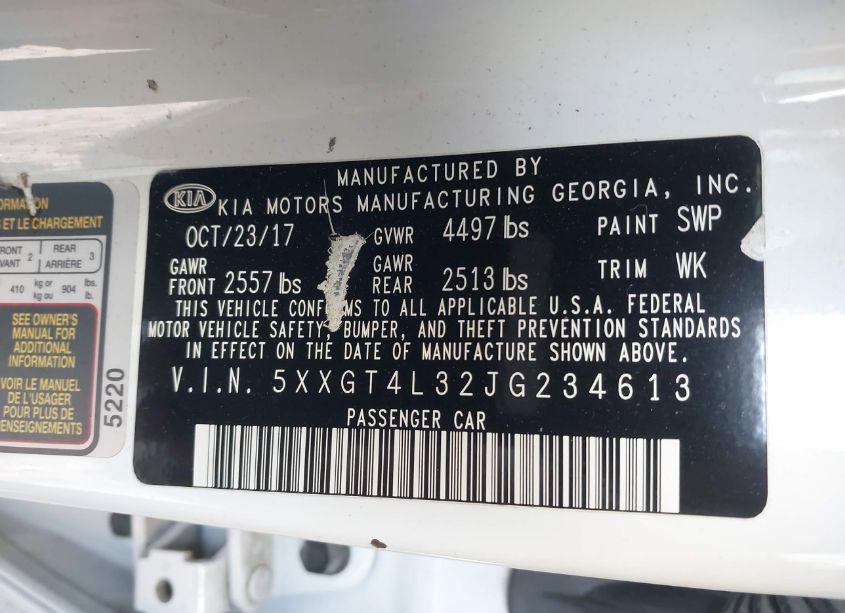 Photo 9 of 2018 Kia Optima S (VIN 5XXGT4L32JG234613)