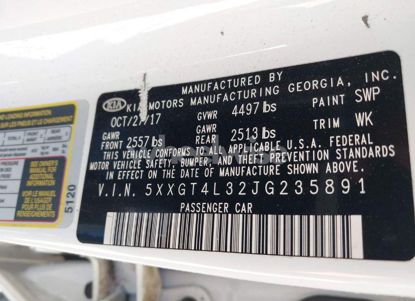 Photo 9 of 2018 Kia Optima LX (VIN 5XXGT4L32JG235891)