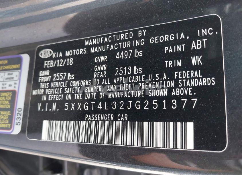 Photo 9 of 2018 Kia Optima S (VIN 5XXGT4L32JG251377)