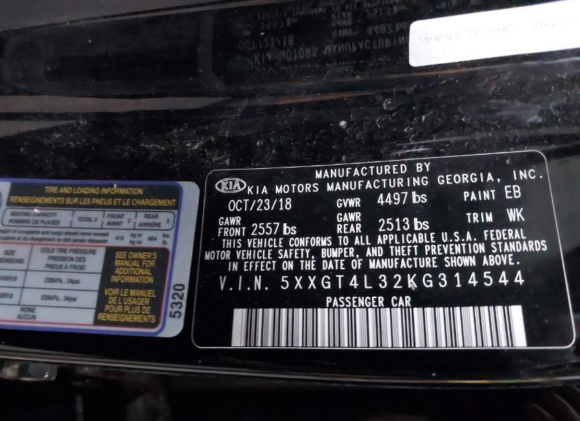 Photo 9 of 2019 Kia Optima S (VIN 5XXGT4L32KG314544)