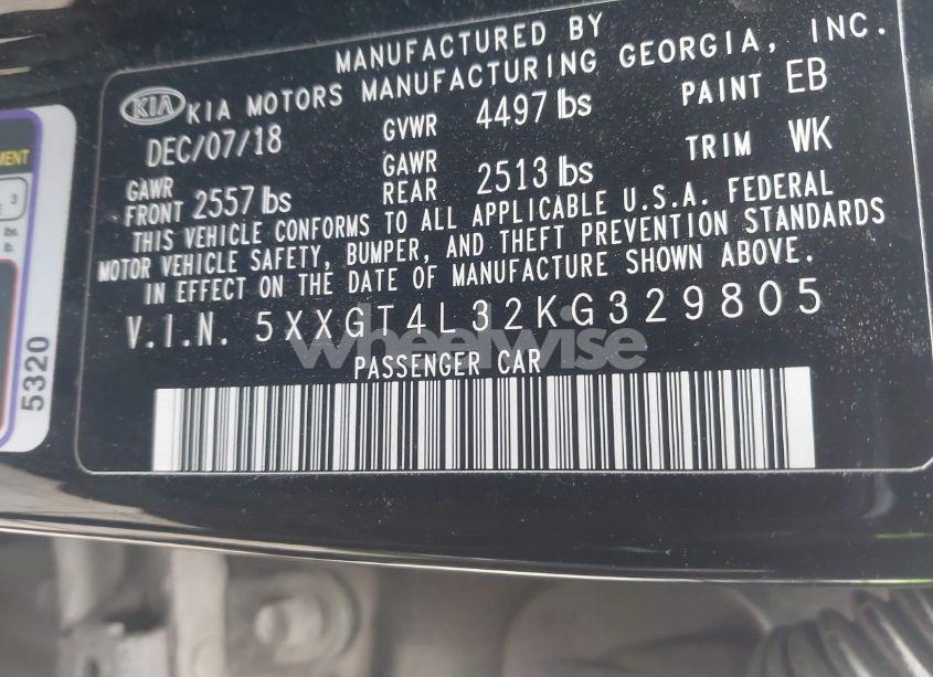 Photo 9 of 2019 Kia Optima S (VIN 5XXGT4L32KG329805)