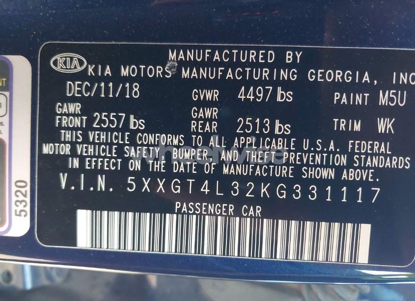 Photo 9 of 2019 Kia Optima S (VIN 5XXGT4L32KG331117)