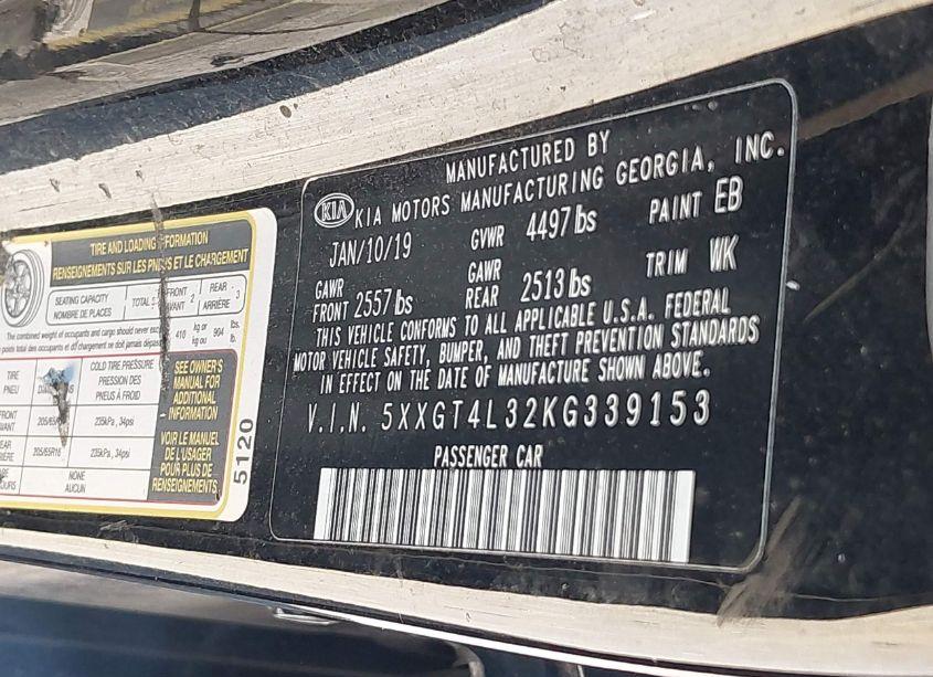 Photo 9 of 2019 Kia Optima LX (VIN 5XXGT4L32KG339153)