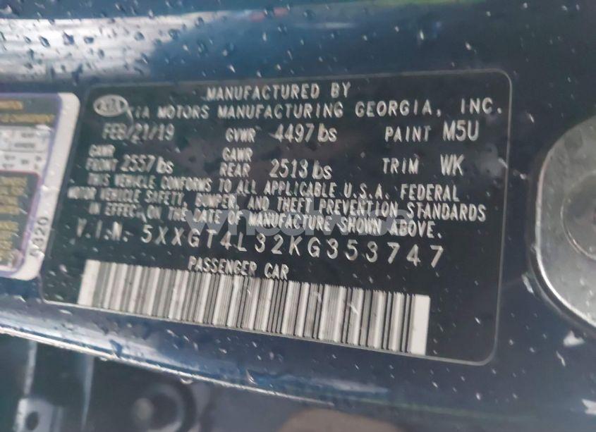 Photo 9 of 2019 Kia Optima S (VIN 5XXGT4L32KG353747)