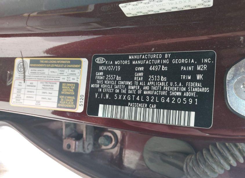 Photo 9 of 2020 Kia Optima LX (VIN 5XXGT4L32LG420591)