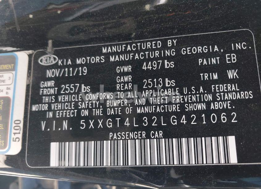 Photo 9 of 2020 Kia Optima LX (VIN 5XXGT4L32LG421062)