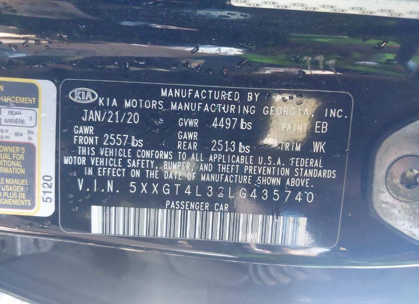 Photo 9 of 2020 Kia Optima LX (VIN 5XXGT4L32LG435740)