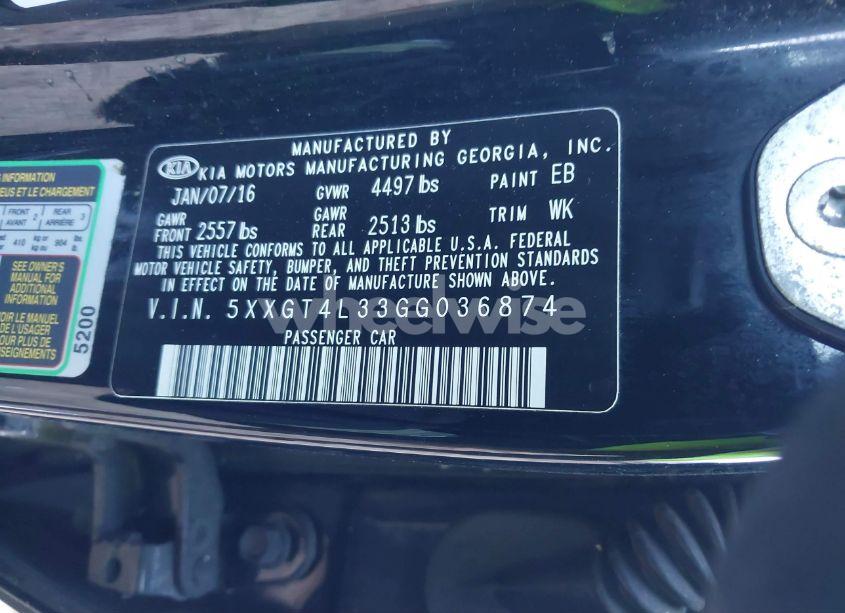 Photo 9 of 2016 Kia Optima LX (VIN 5XXGT4L33GG036874)